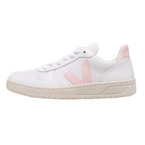 Veja Shoes - VEJA Women's White-Pink V-10 Low-Top Sneakers Size 5